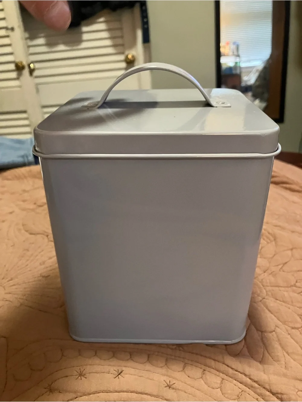 Rae Dunn Paws Off Grey Metal Canister